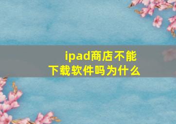 ipad商店不能下载软件吗为什么