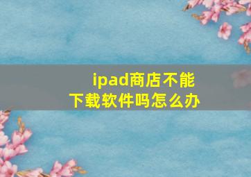 ipad商店不能下载软件吗怎么办