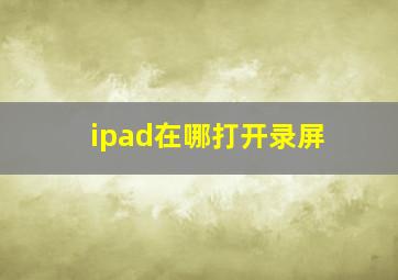 ipad在哪打开录屏