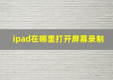 ipad在哪里打开屏幕录制