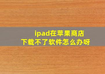 ipad在苹果商店下载不了软件怎么办呀