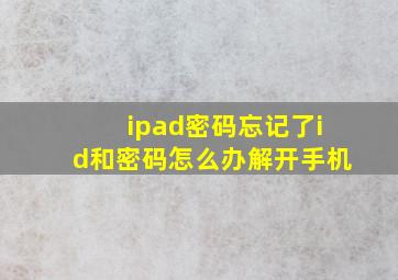 ipad密码忘记了id和密码怎么办解开手机