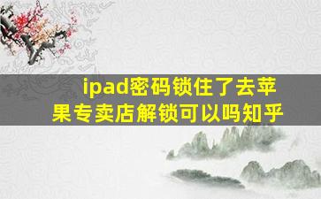 ipad密码锁住了去苹果专卖店解锁可以吗知乎