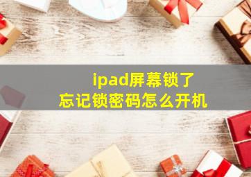 ipad屏幕锁了忘记锁密码怎么开机