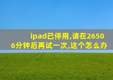 ipad已停用,请在26506分钟后再试一次,这个怎么办