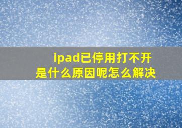 ipad已停用打不开是什么原因呢怎么解决