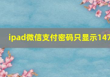 ipad微信支付密码只显示147