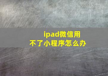 ipad微信用不了小程序怎么办