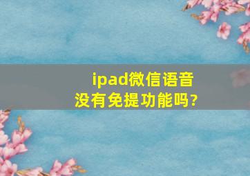 ipad微信语音没有免提功能吗?