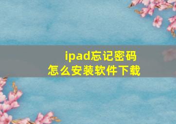 ipad忘记密码怎么安装软件下载