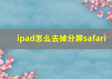 ipad怎么去掉分屏safari