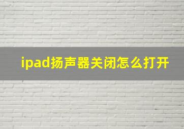 ipad扬声器关闭怎么打开