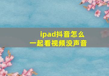 ipad抖音怎么一起看视频没声音