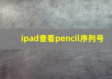 ipad查看pencil序列号