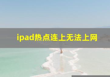 ipad热点连上无法上网