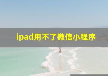 ipad用不了微信小程序