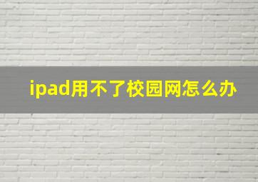 ipad用不了校园网怎么办