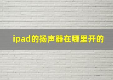 ipad的扬声器在哪里开的