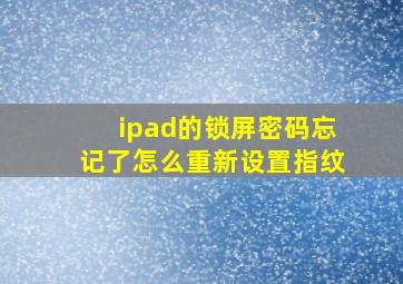 ipad的锁屏密码忘记了怎么重新设置指纹