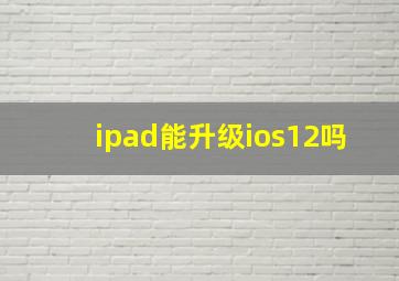 ipad能升级ios12吗