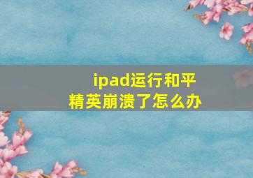 ipad运行和平精英崩溃了怎么办