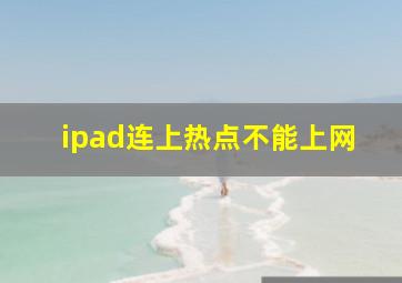 ipad连上热点不能上网