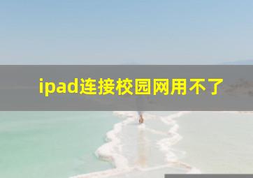 ipad连接校园网用不了