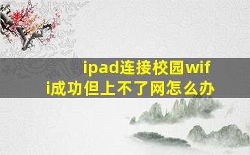 ipad连接校园wifi成功但上不了网怎么办