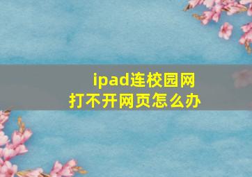 ipad连校园网打不开网页怎么办