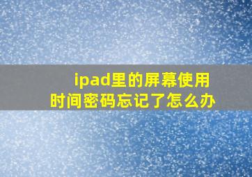 ipad里的屏幕使用时间密码忘记了怎么办