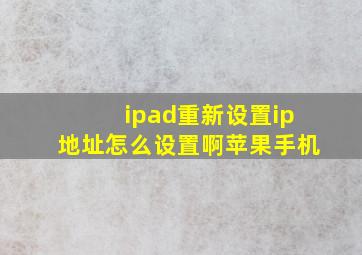 ipad重新设置ip地址怎么设置啊苹果手机