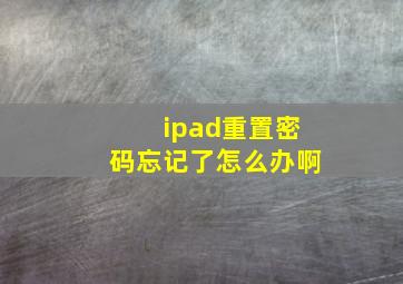 ipad重置密码忘记了怎么办啊