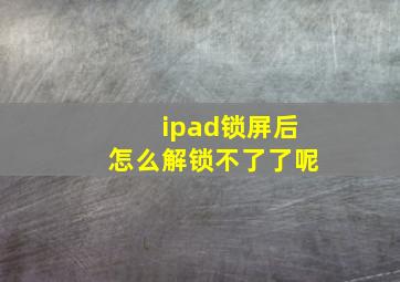 ipad锁屏后怎么解锁不了了呢