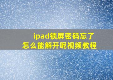 ipad锁屏密码忘了怎么能解开呢视频教程