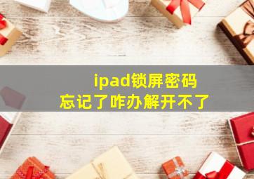 ipad锁屏密码忘记了咋办解开不了