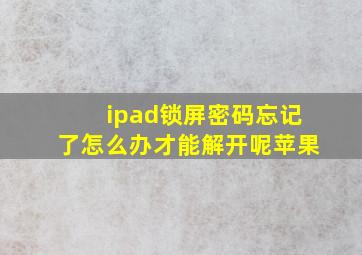 ipad锁屏密码忘记了怎么办才能解开呢苹果