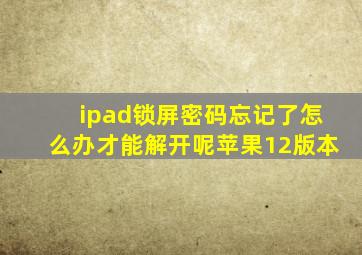 ipad锁屏密码忘记了怎么办才能解开呢苹果12版本