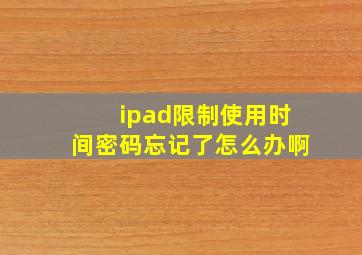 ipad限制使用时间密码忘记了怎么办啊