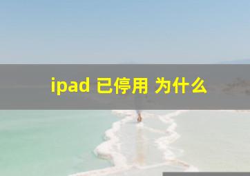 ipad 已停用 为什么