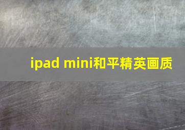 ipad mini和平精英画质