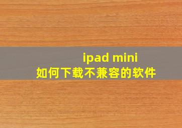 ipad mini如何下载不兼容的软件