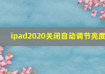 ipad2020关闭自动调节亮度