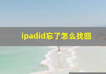 ipadid忘了怎么找回