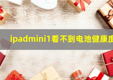 ipadmini1看不到电池健康度