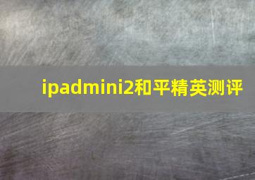 ipadmini2和平精英测评