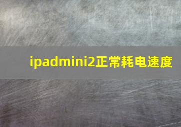 ipadmini2正常耗电速度