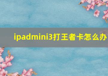 ipadmini3打王者卡怎么办