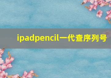 ipadpencil一代查序列号