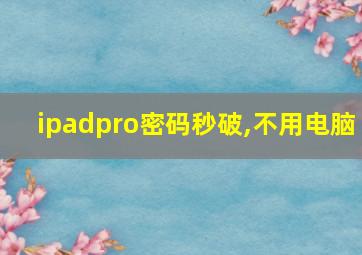 ipadpro密码秒破,不用电脑