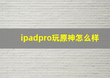 ipadpro玩原神怎么样